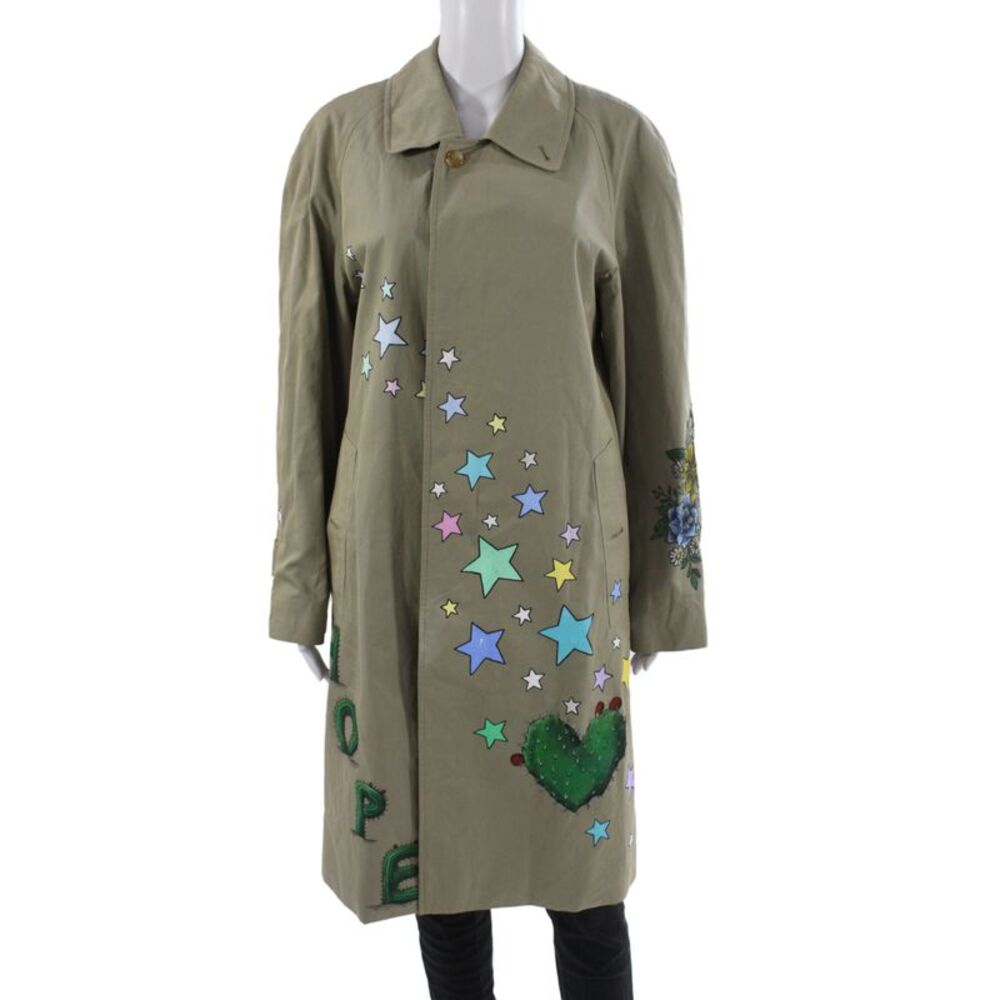 Burberrys Women Trench Coat Tan 100% Cotton Cartoon Size M